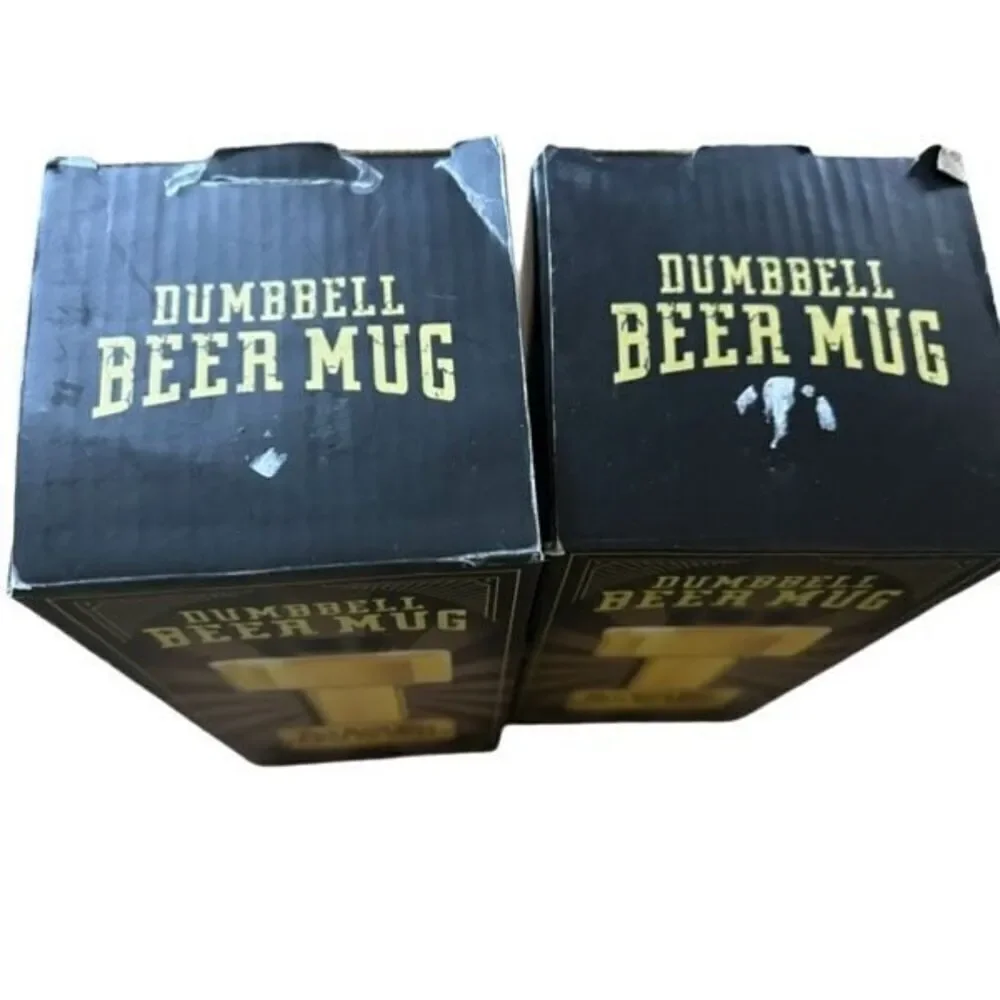 2 Dumbbell Beer Mug 18oz Cups *New*